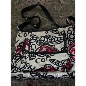 Coach Black And White Flower Messenger Bag